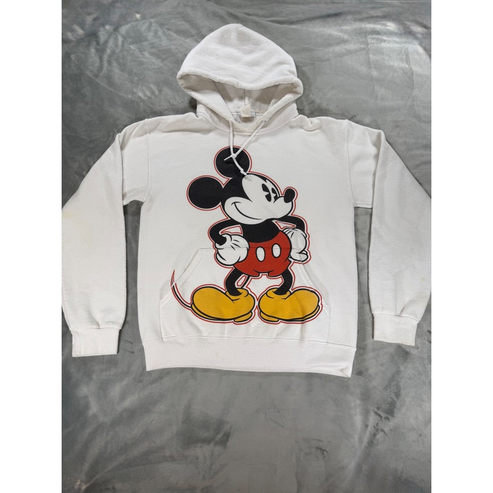 Disney Parks Mickey Mouse Graphic Print White Hoodie Sweatshirt Size Small